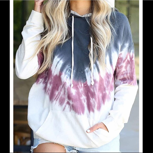 🆕 Tie Dye Printed Hoodie Top - Picture 2 of 6